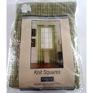 Northcrest Knit Square Curtain Panel Green Y2K Retro Light Filtering 40x84